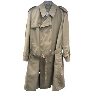 Vtg.Men's Royal Knight All Weather Lined Trench Coat Belted 44 Reg Tan